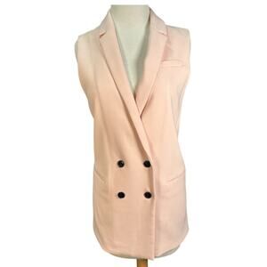 Banana Republic Light Pink Sleeveless Long Vest Sz 4 Double Breasted Structured